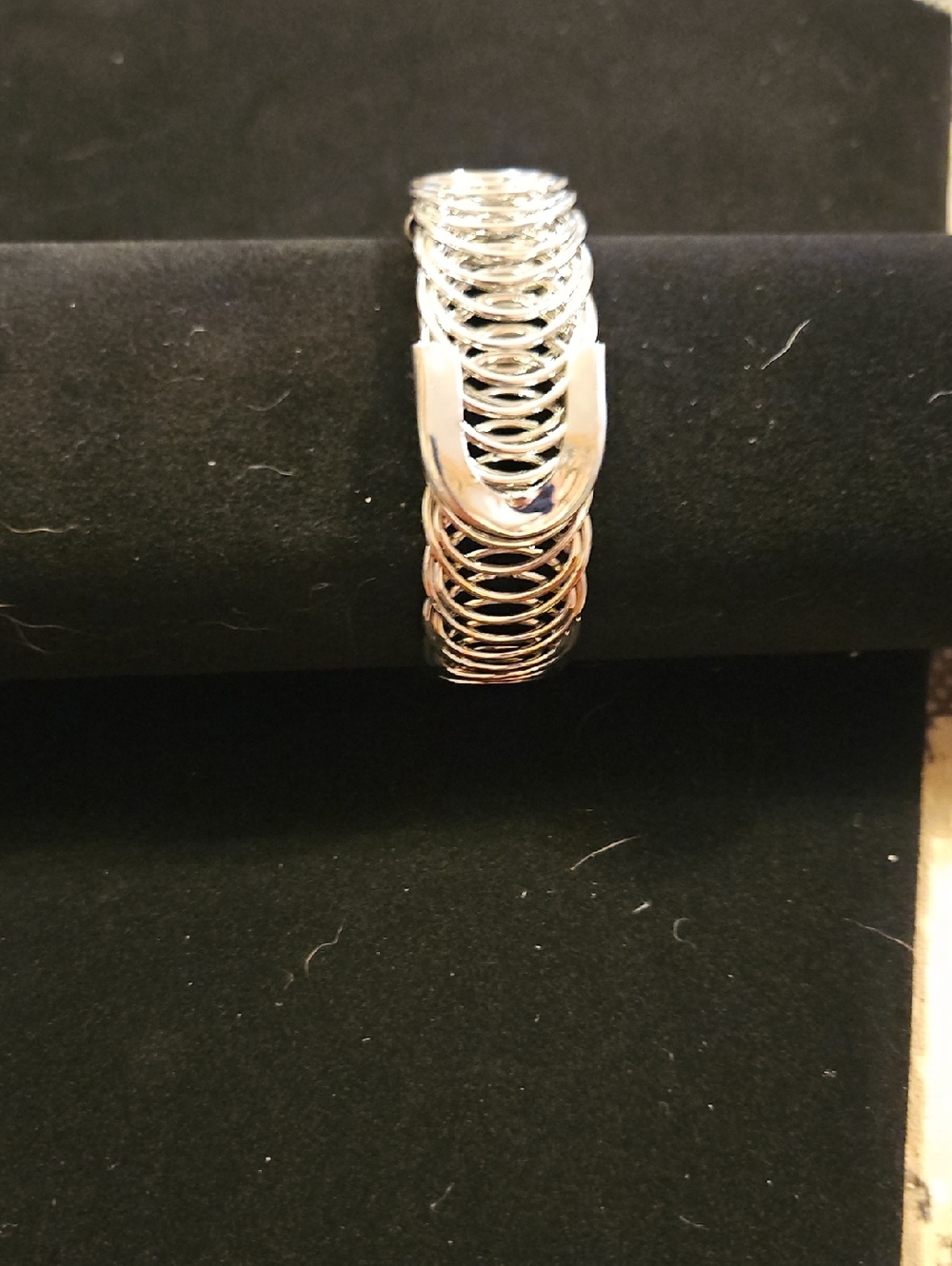 Plunder Silver-Tone Women's Coil Bracelet - Sleek Interwoven Design